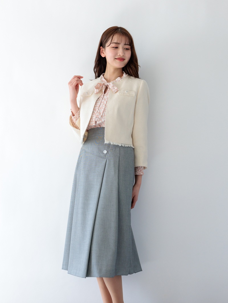 【65%OFF】プリントプリーツボウタイブラウス