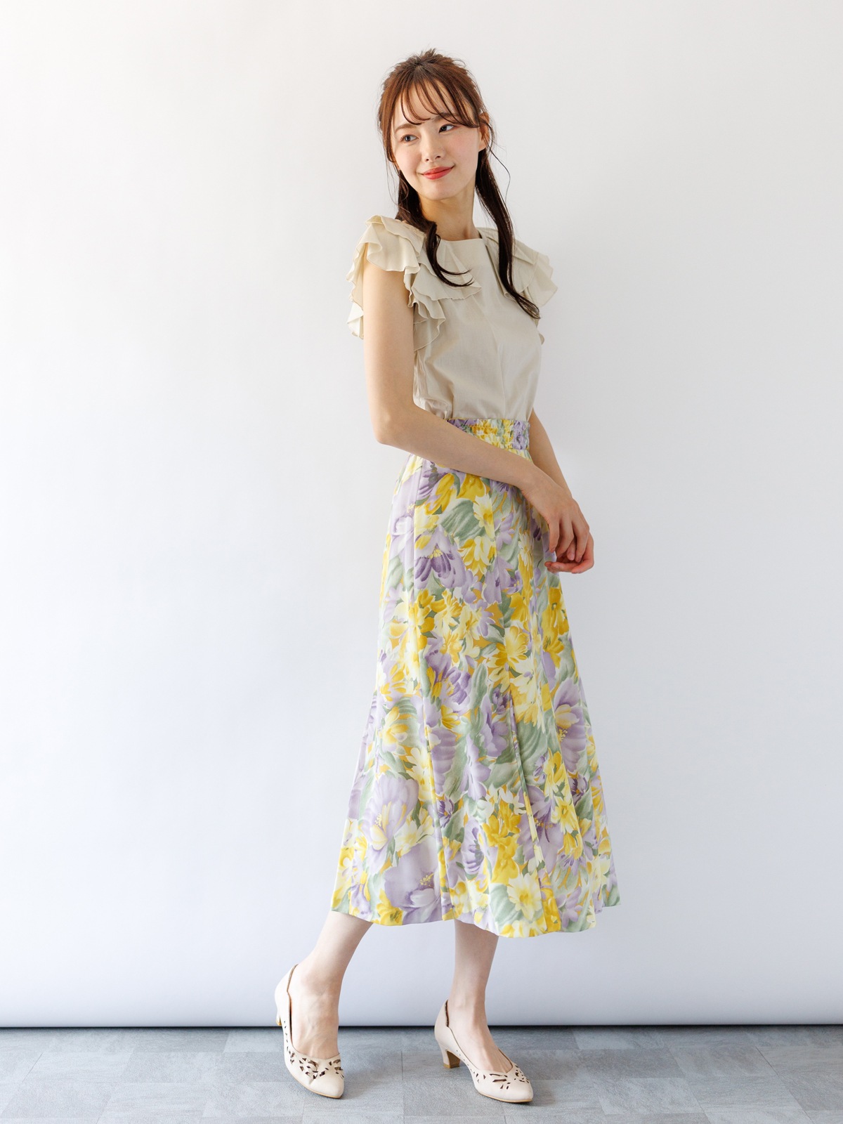 水彩花柄プリントマチ付スカート｜KarLParkLane Style ONLINE SHOP