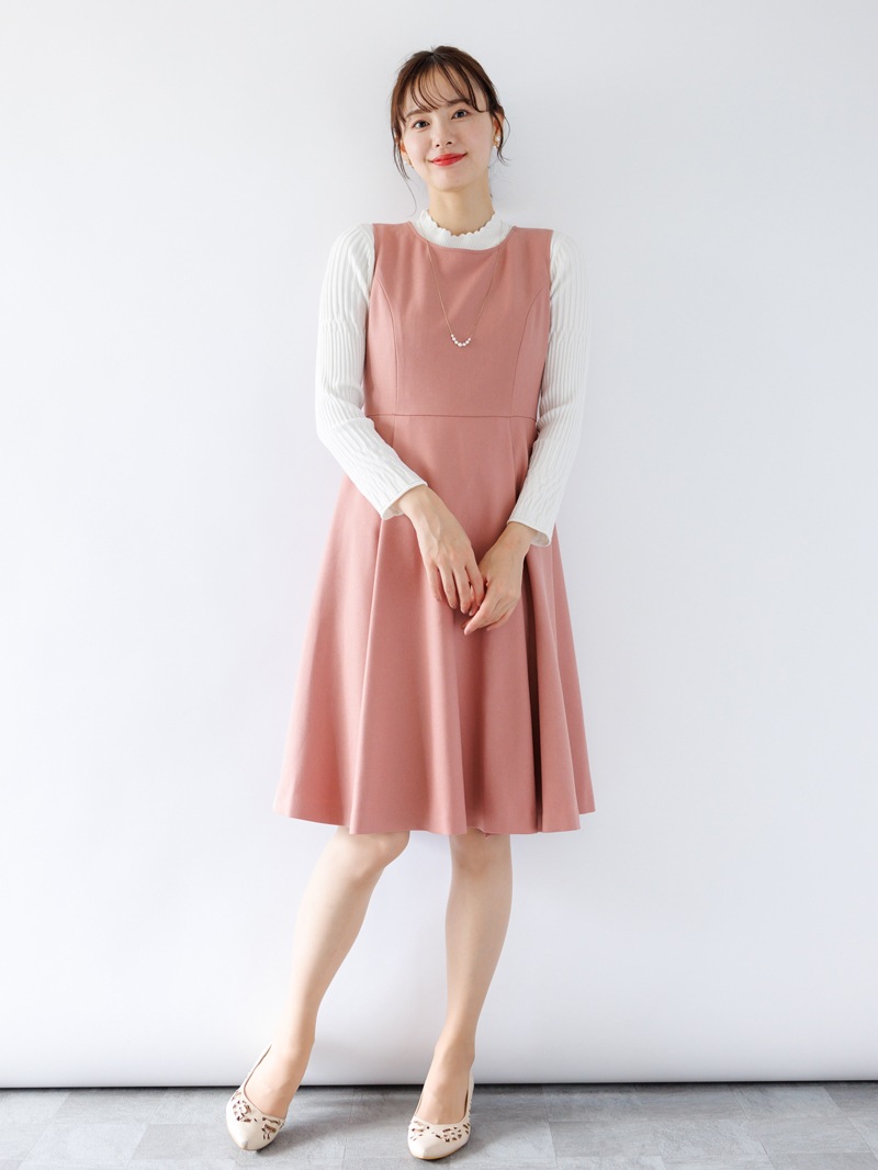 衿なみ柄切替リブハイネックニット<アウトレット均一価格>