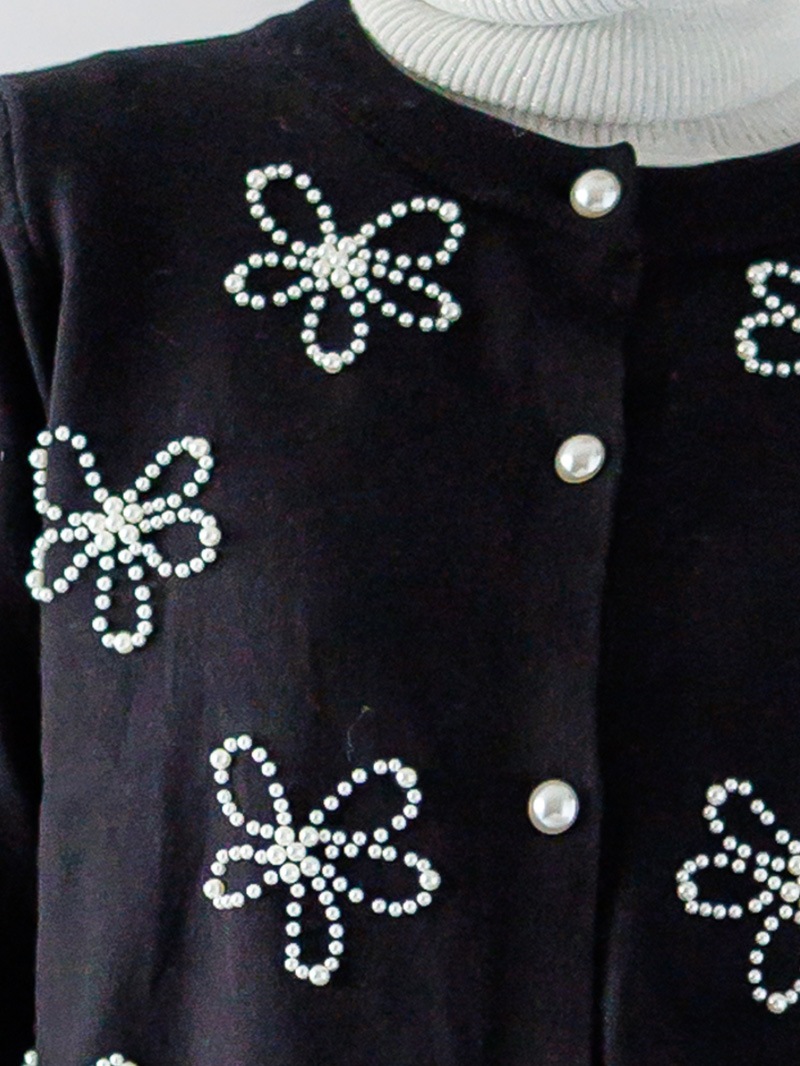 【20%OFF】花パール丸首カーディガン