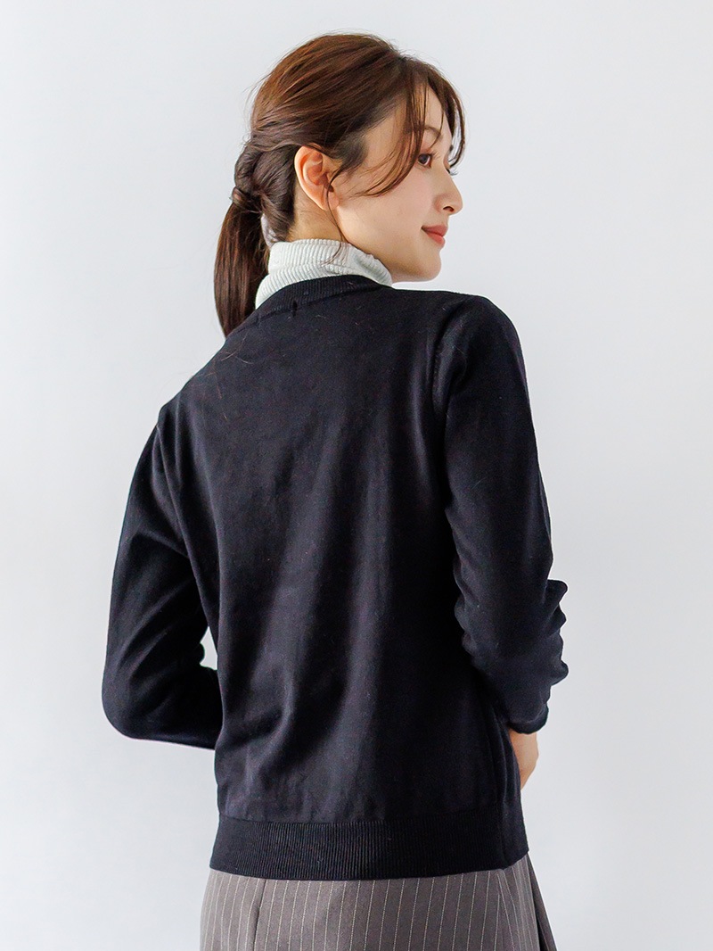 【20%OFF】花パール丸首カーディガン