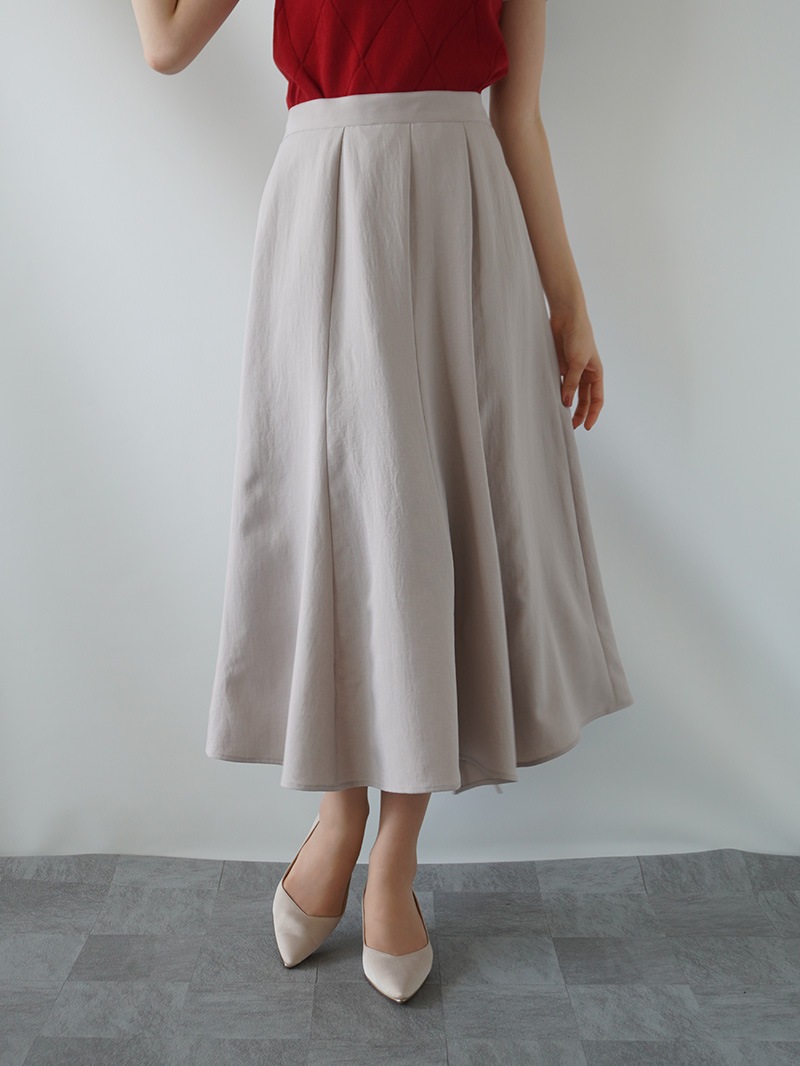 【20%OFF】ツイル切替アシメトリーフレアースカート［丈65㎝以上］
