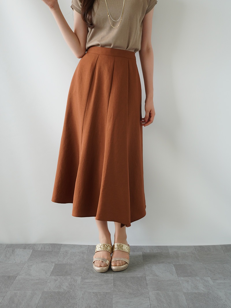 【20%OFF】ツイル切替アシメトリーフレアースカート［丈65㎝以上］