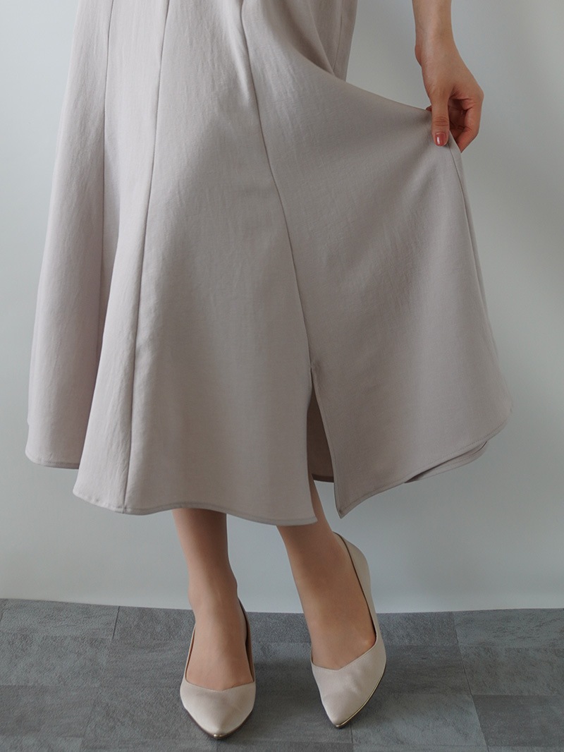【20%OFF】ツイル切替アシメトリーフレアースカート［丈65㎝以上］
