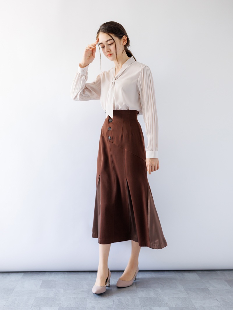 【50%OFF】お･と･なデニム配色マチ布マーメイドスカート