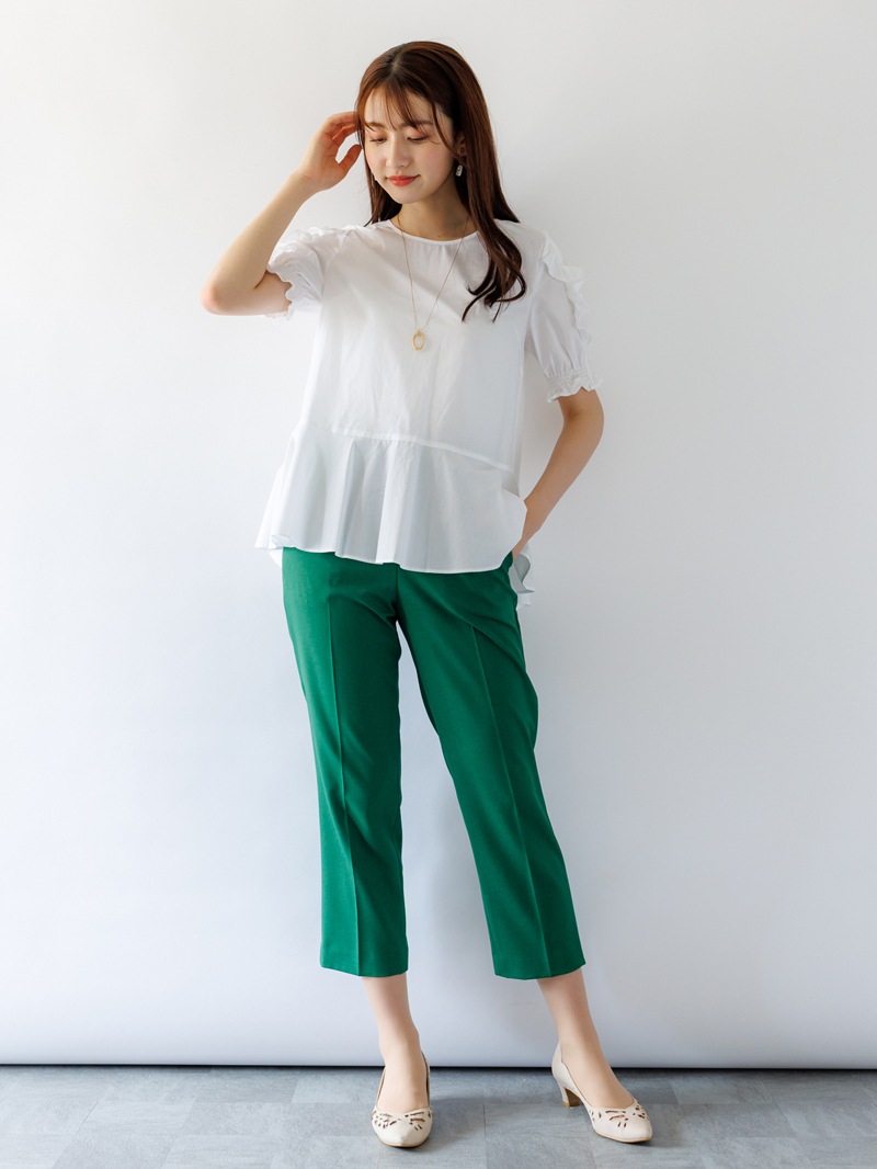 綿絹ローン 袖たてフリルブラウス