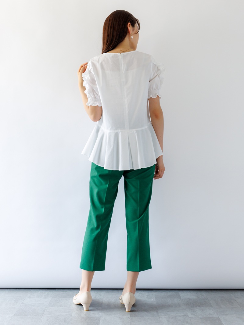 綿絹ローン 袖たてフリルブラウス