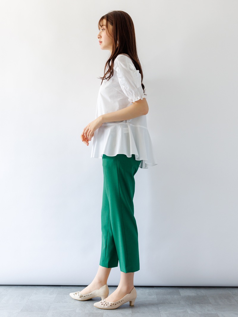 綿絹ローン 袖たてフリルブラウス