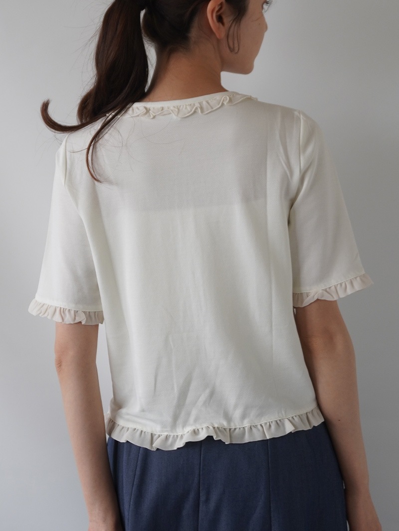 【20％OFF】フリル付半袖カットソー
