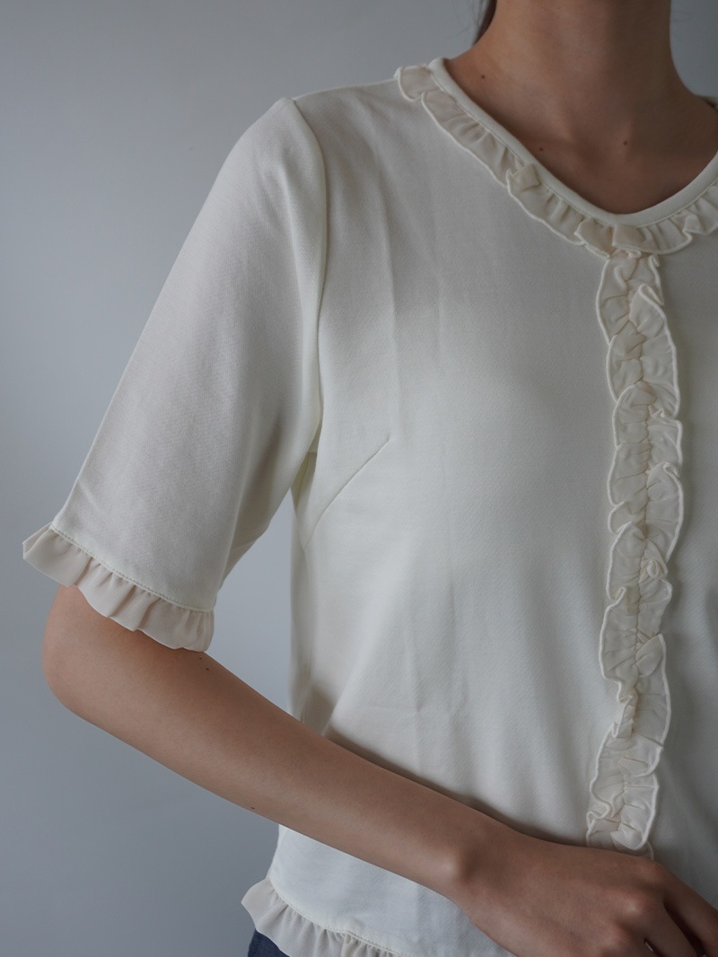 【20％OFF】フリル付半袖カットソー
