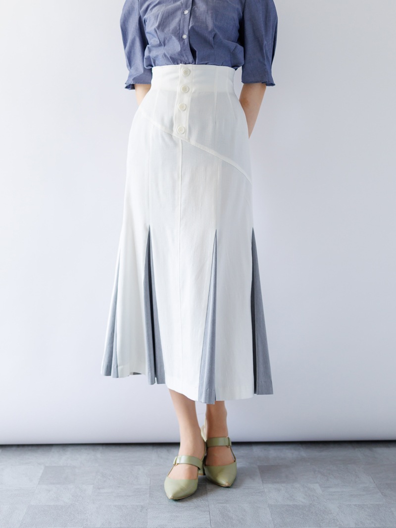 オ・ト・ナオックス配色マチ布マーメイドスカート