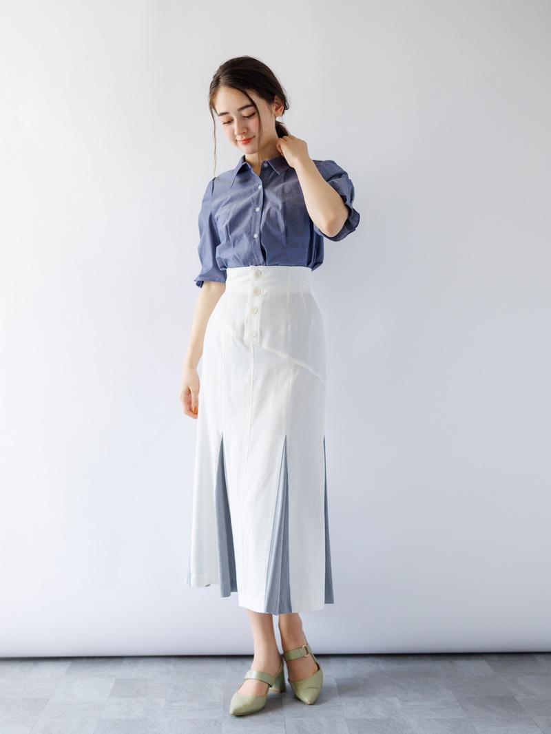 オ・ト・ナオックス配色マチ布マーメイドスカート