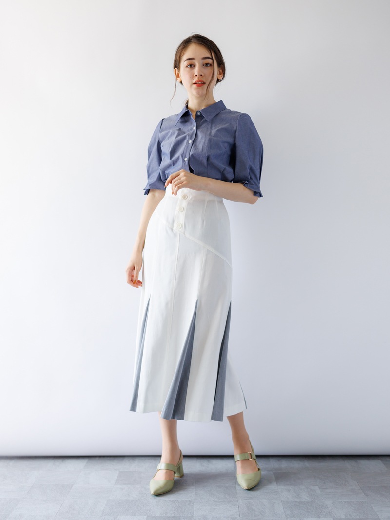 オ・ト・ナオックス配色マチ布マーメイドスカート