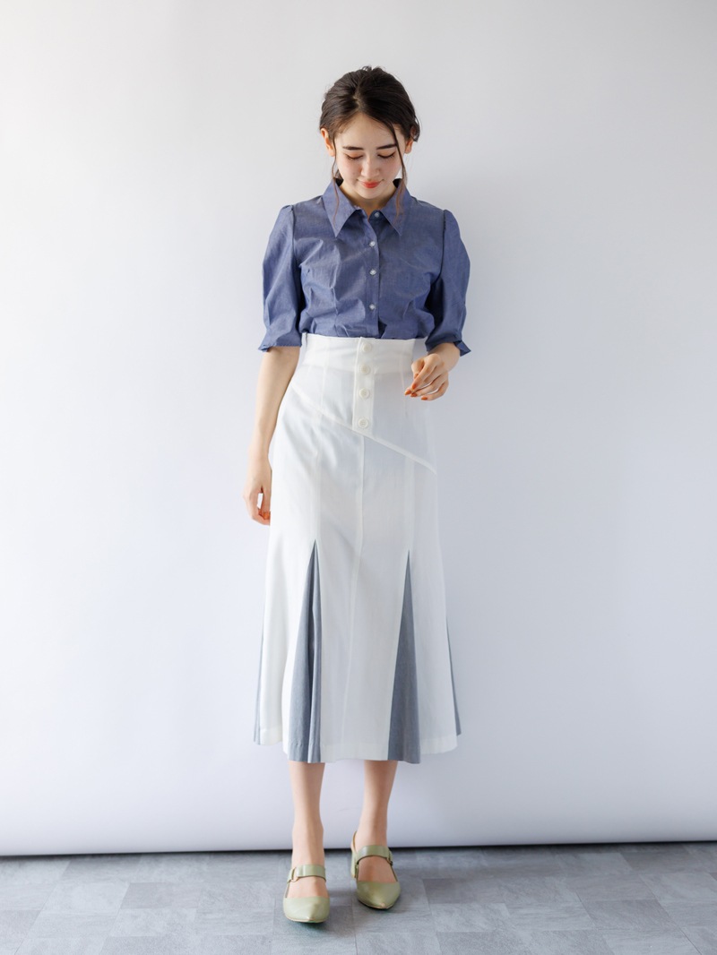 オ・ト・ナオックス配色マチ布マーメイドスカート