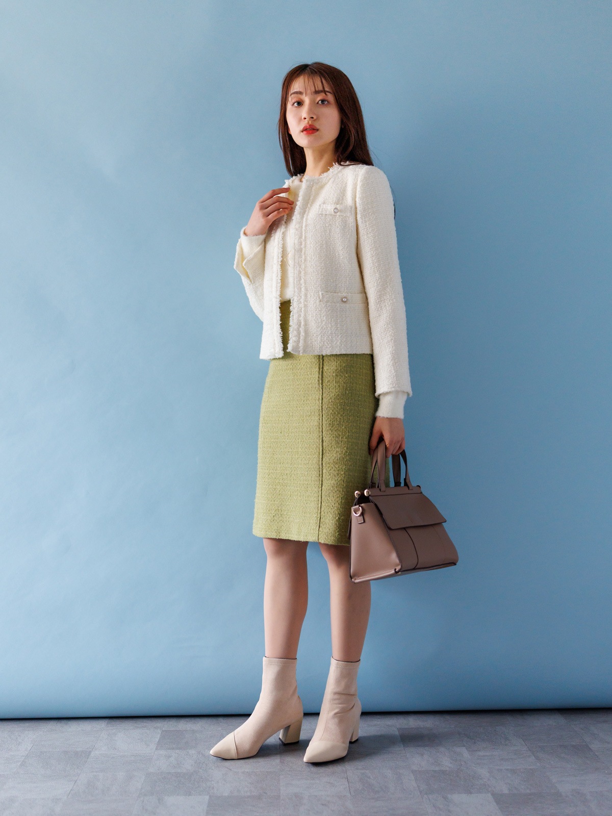 【60%OFF】ファンシーツイードフリンジノーカラージャケット