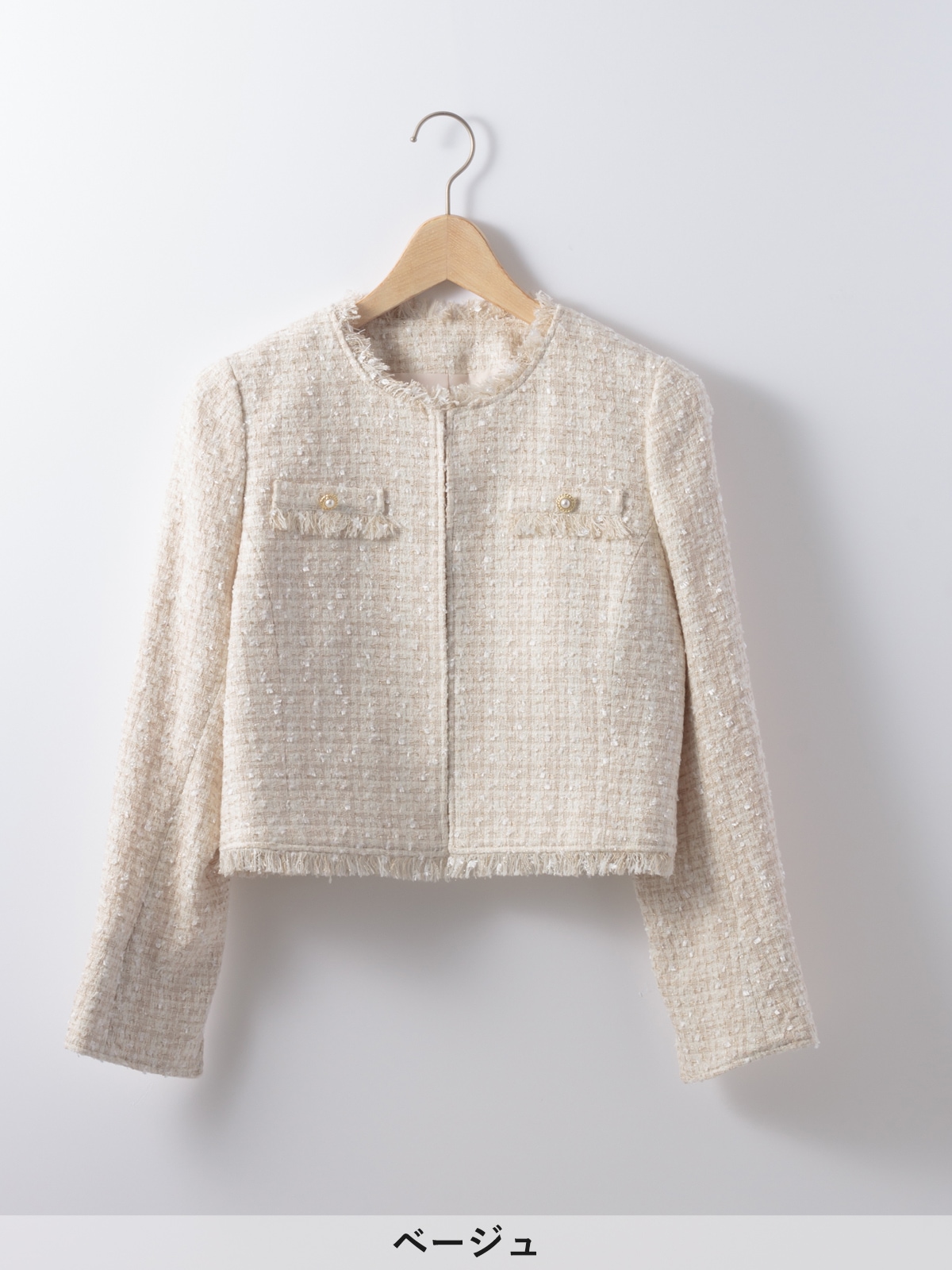パルテノンフリンジノーカラージャケット＜女子アナアウター＞