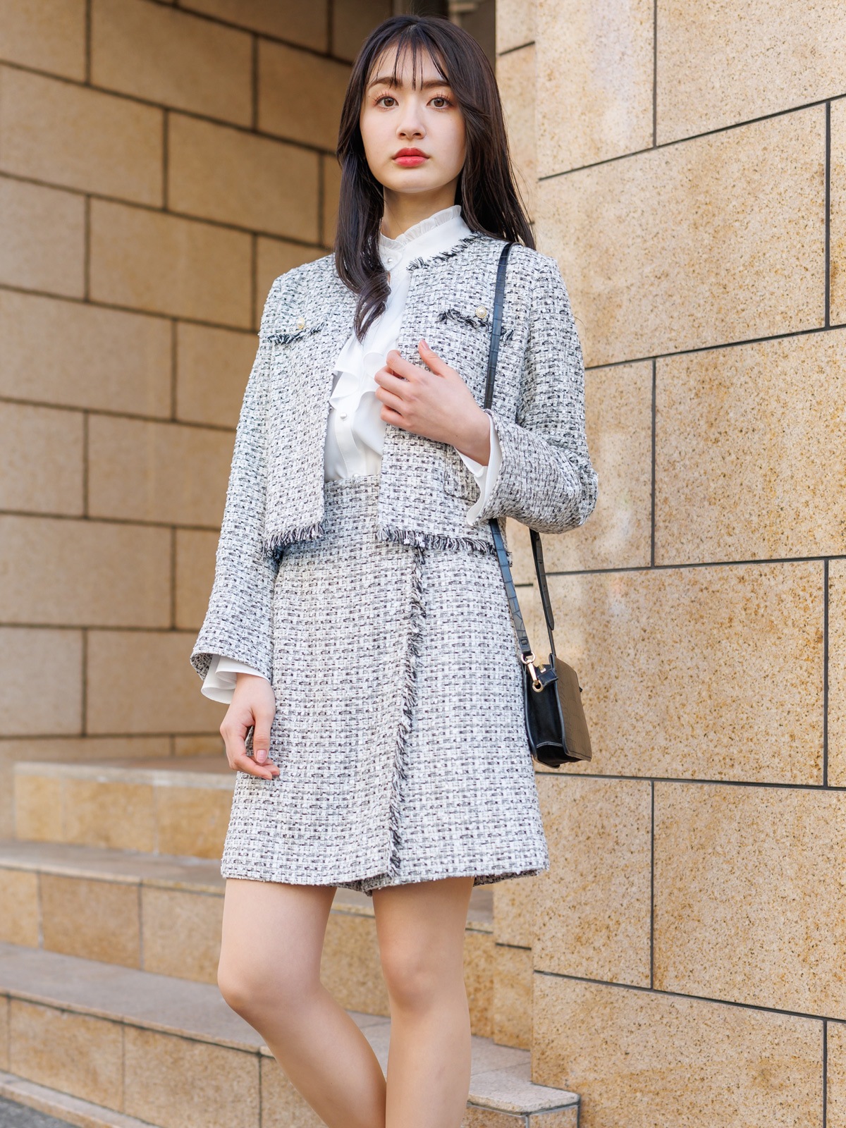 パルテノンフリンジノーカラージャケット＜女子アナアウター＞