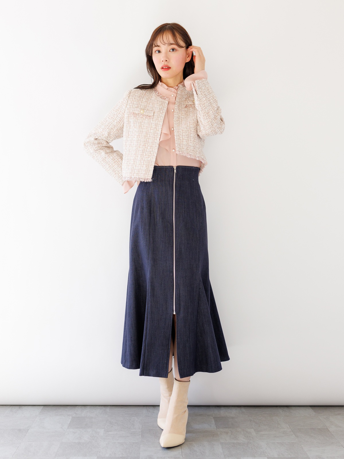 パルテノンフリンジノーカラージャケット＜女子アナアウター＞