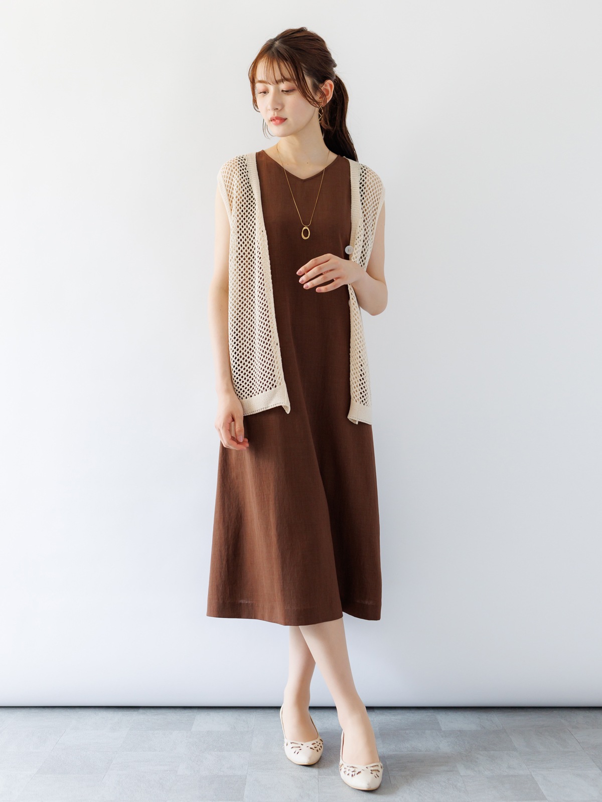 【70%OFF】ノースリAラインレースアップワンピース《大決算SALE》