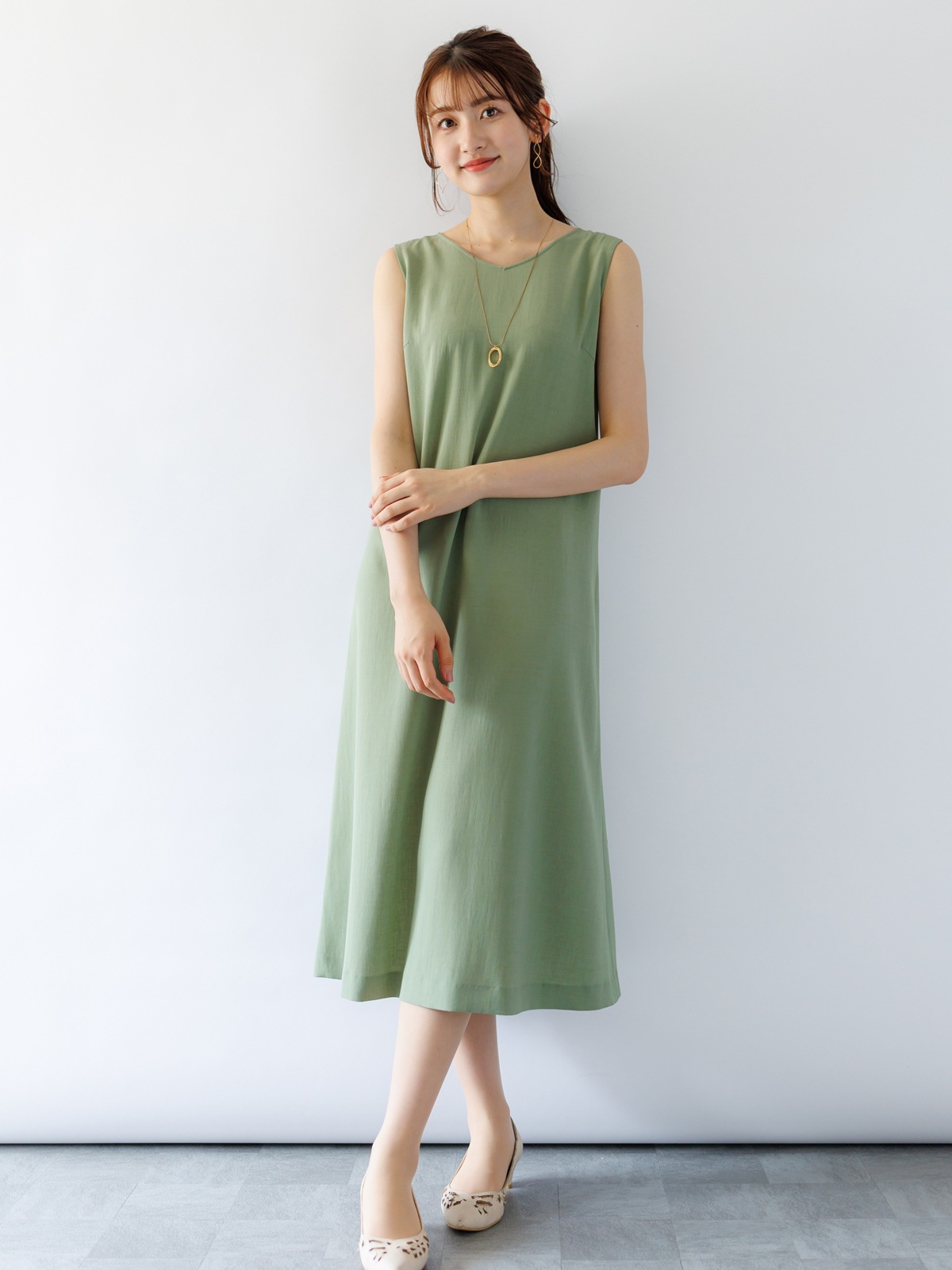 【70%OFF】ノースリAラインレースアップワンピース《大決算SALE》