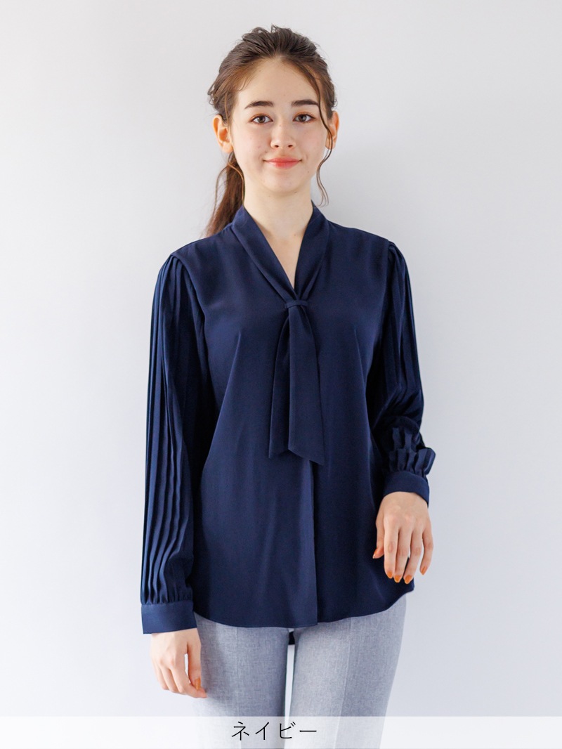 299y×300y*専用 ガリャルダガランテ ボートネック ワイドブラウス 長袖プリーツタイ付きブラウス｜KarLParkLane Style ONLINE SHOP