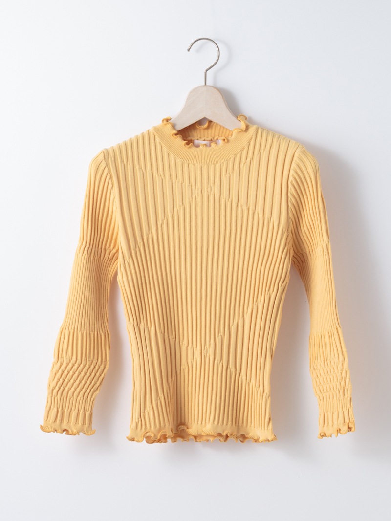 端メロー切替リブハイネックニット