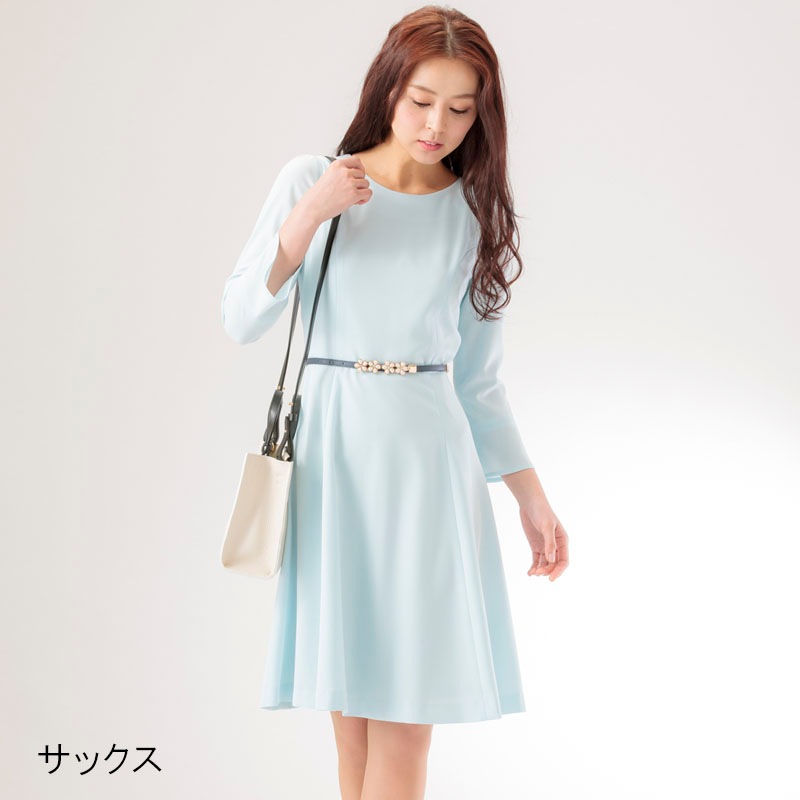 【50%OFF】ミント混ソリビアフレアーワンピース