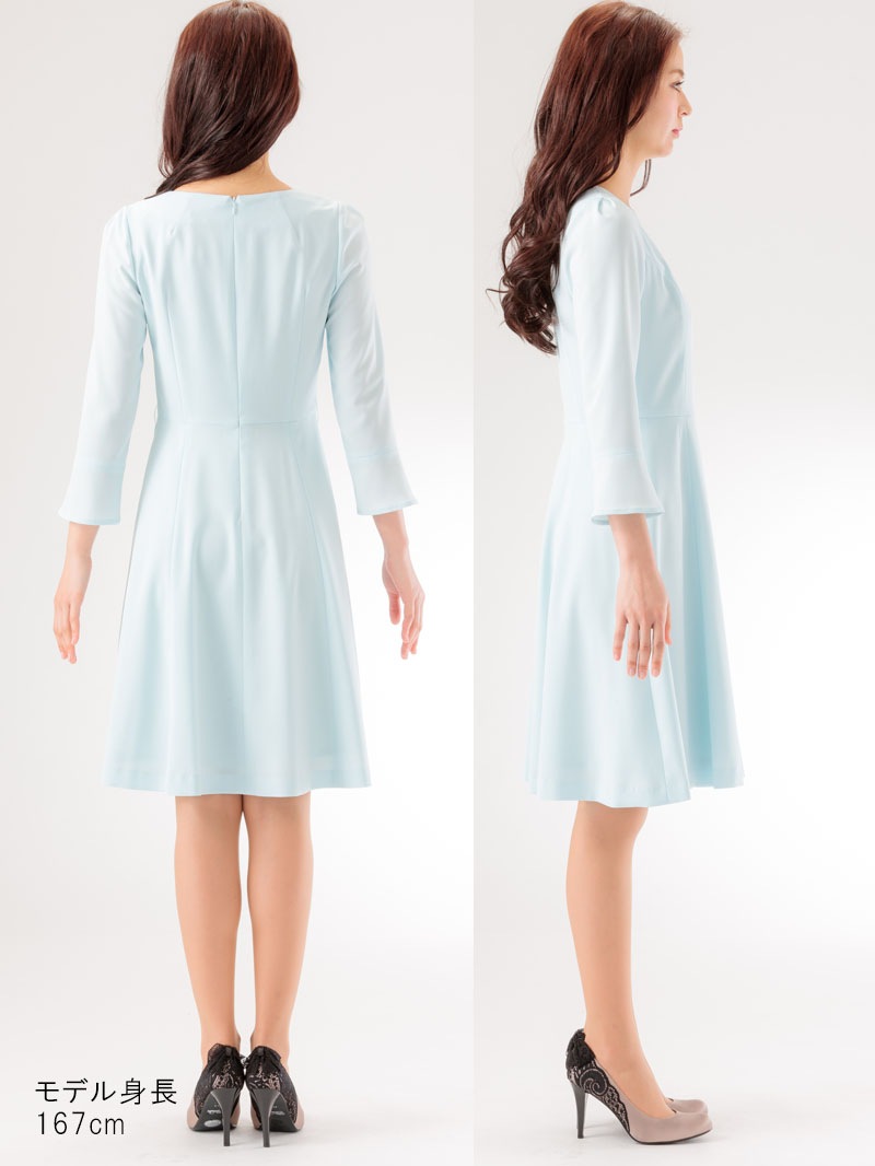 【50%OFF】ミント混ソリビアフレアーワンピース