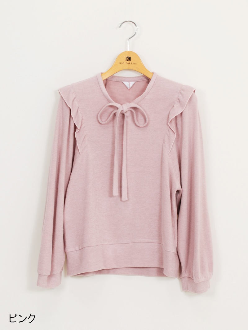 プレミアムウォームボウタイビッグスリーブカットソー＜アウトレット均一価格＞