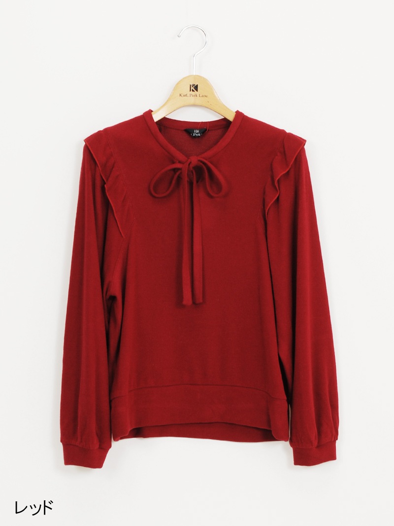 プレミアムウォームボウタイビッグスリーブカットソー＜アウトレット均一価格＞