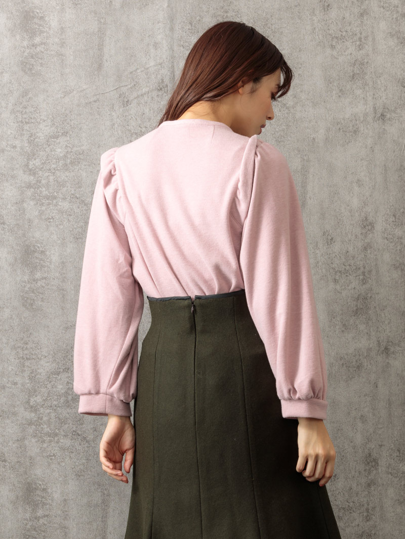 プレミアムウォームボウタイビッグスリーブカットソー＜アウトレット均一価格＞