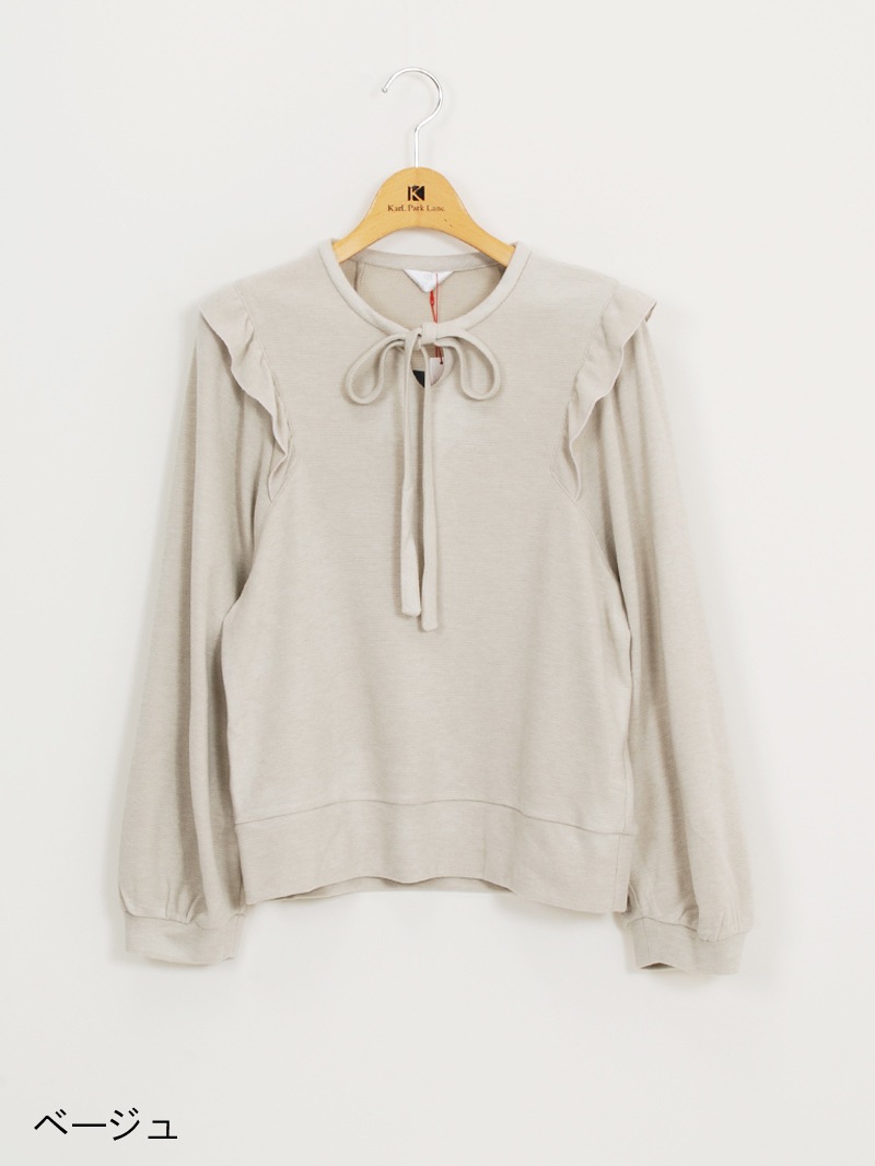 プレミアムウォームボウタイビッグスリーブカットソー＜アウトレット均一価格＞