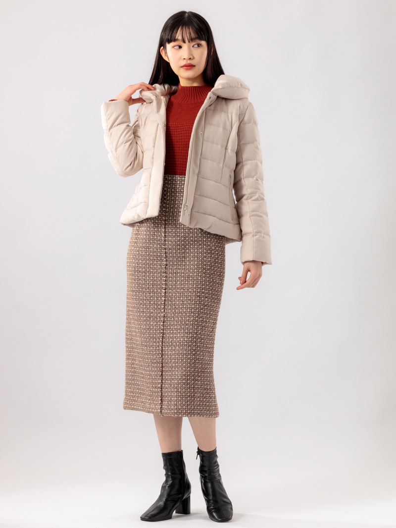 【70％OFF】ファンシーツイードフリンジロングタイトスカート