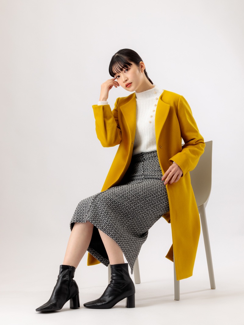 【70％OFF】ファンシーツイードフリンジロングタイトスカート