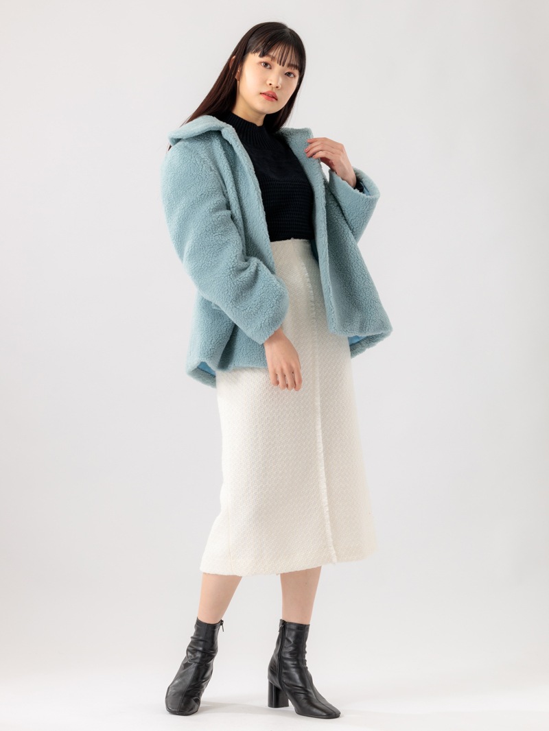 【70％OFF】ファンシーツイードフリンジロングタイトスカート