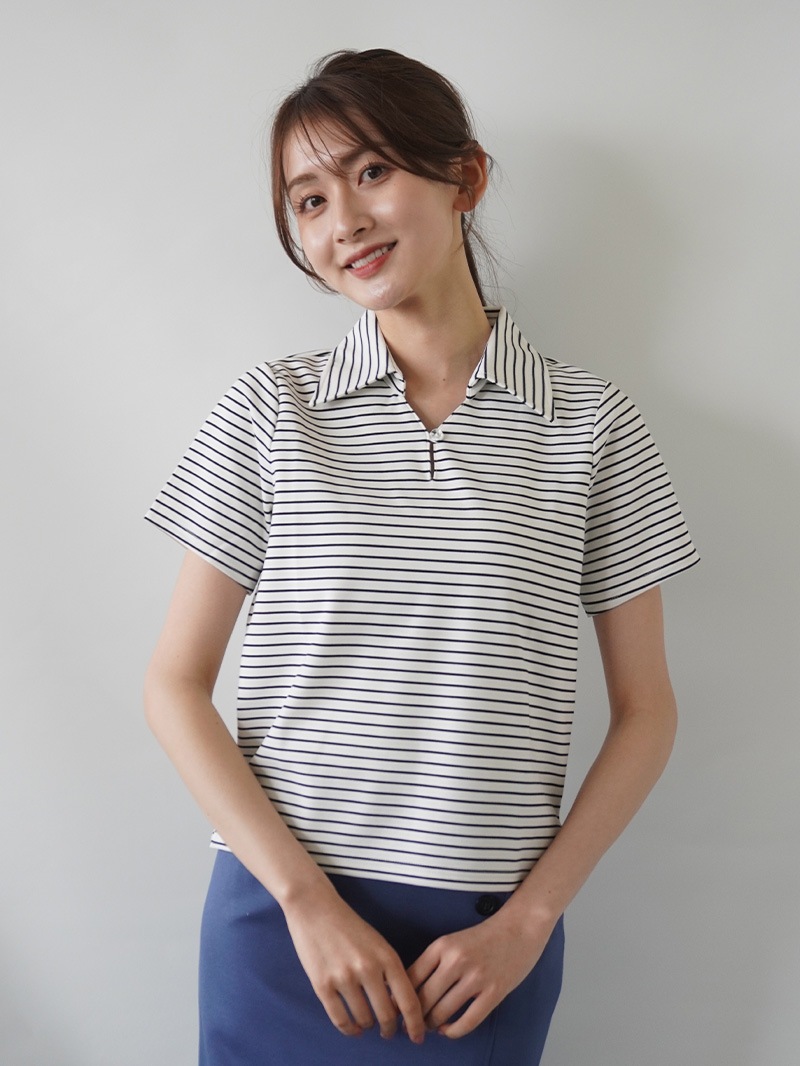 【20％OFF】スキッパー半袖カットソー