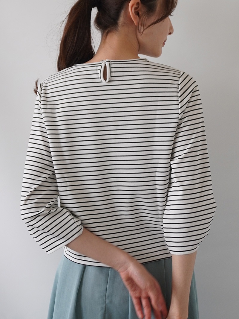 【20％OFF】フロントタック五分袖カットソー