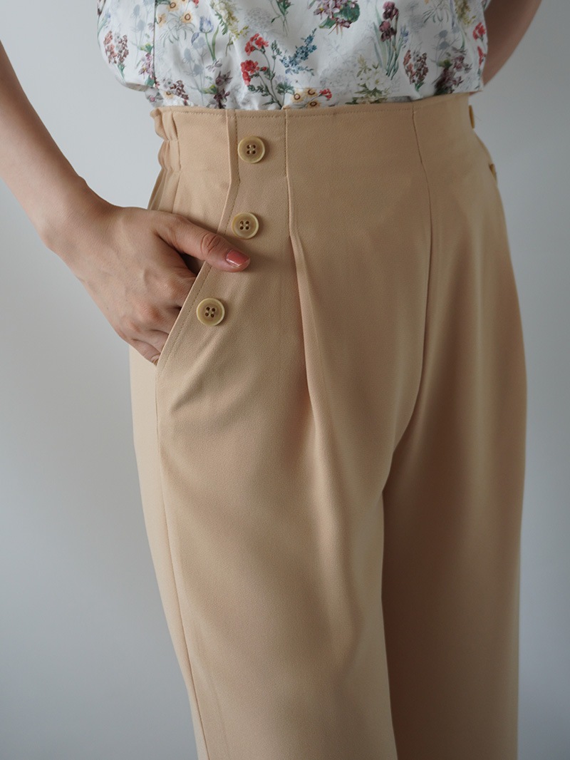 【30%OFF】BSG釦アクセント太身パンツ