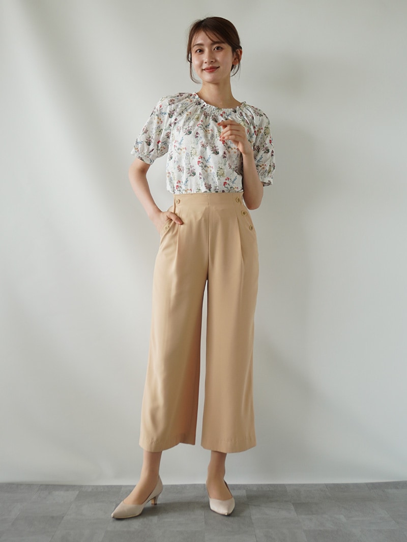 【30%OFF】BSG釦アクセント太身パンツ