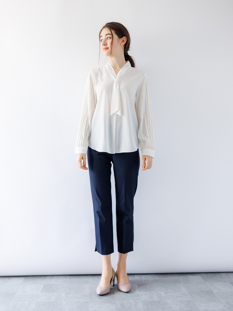 THEヘリンボーンウエストゴムセンタープレスパンツ