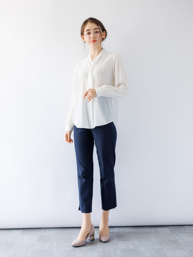 THEヘリンボーンウエストゴムセンタープレスパンツ