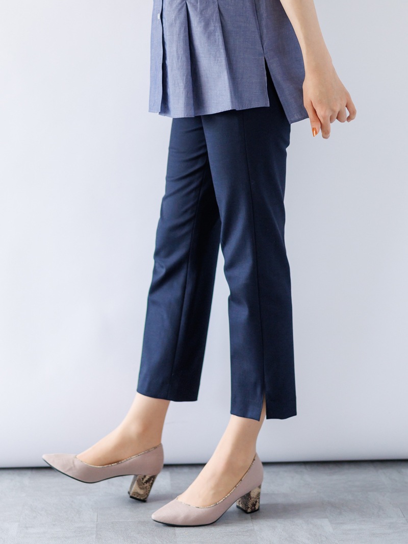 THEヘリンボーンウエストゴムセンタープレスパンツ