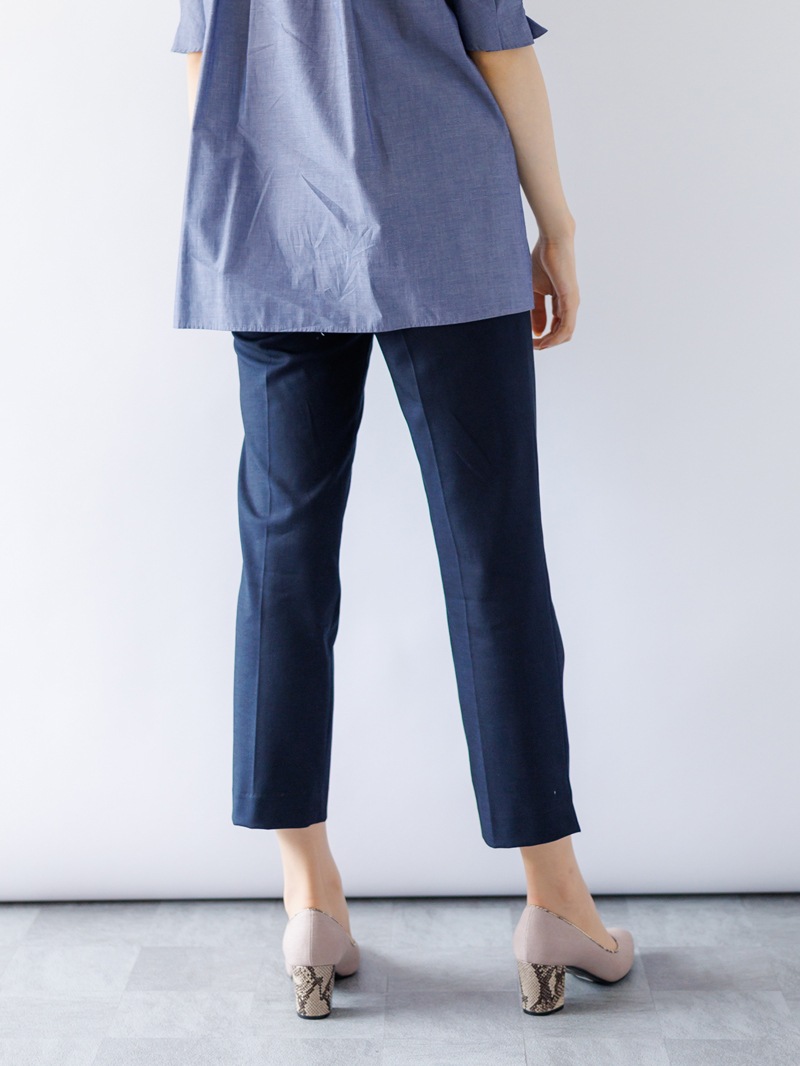 THEヘリンボーンウエストゴムセンタープレスパンツ