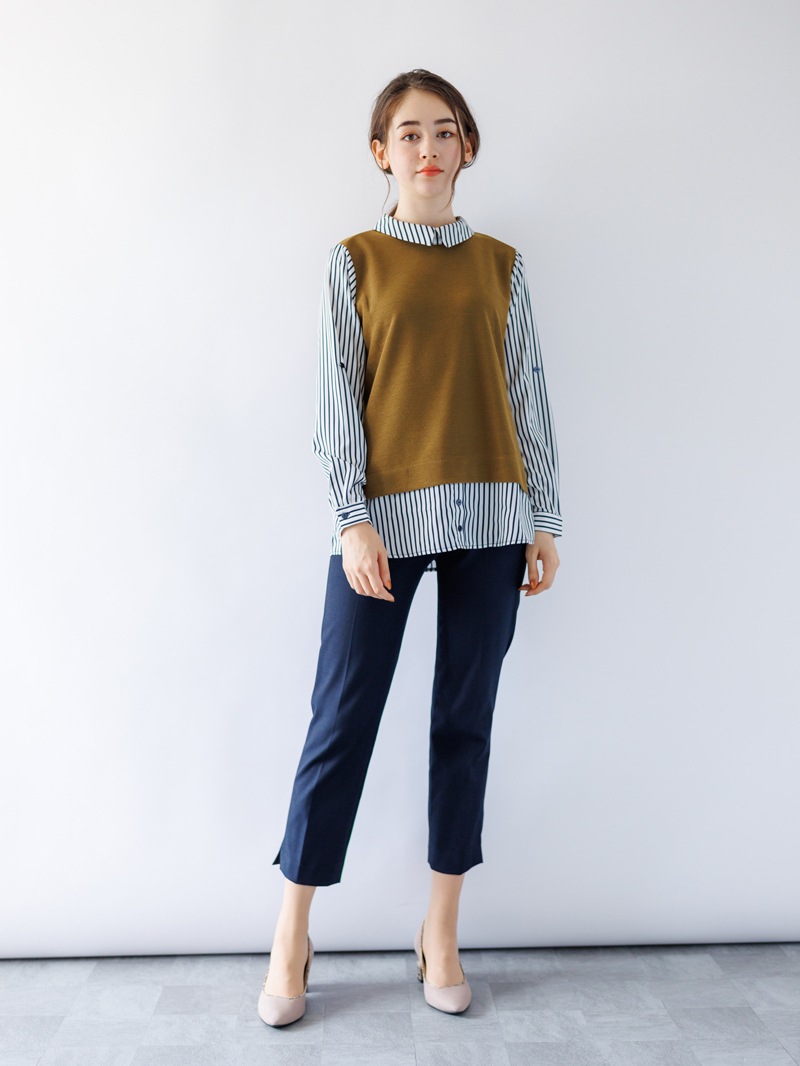 THEヘリンボーンウエストゴムセンタープレスパンツ｜KarLParkLane