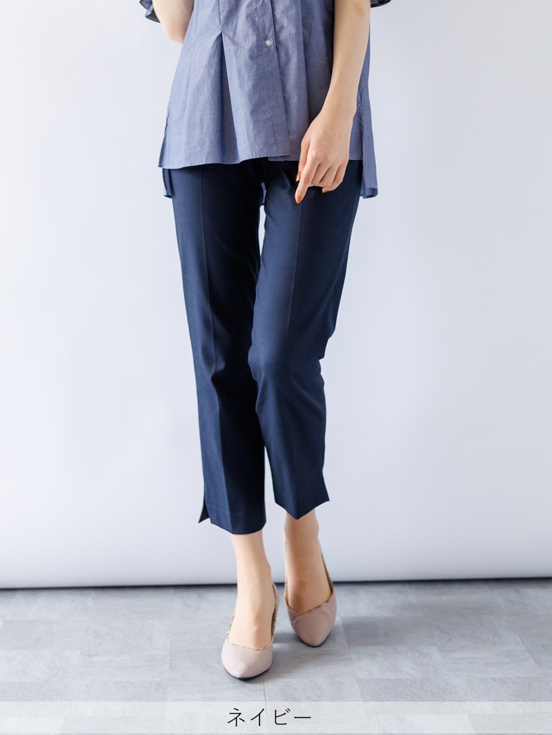 THEヘリンボーンウエストゴムセンタープレスパンツ