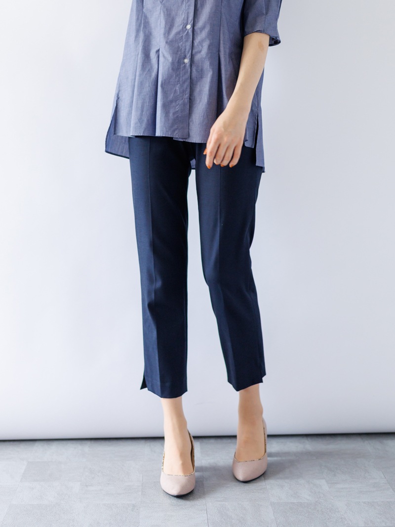 THEヘリンボーンウエストゴムセンタープレスパンツ