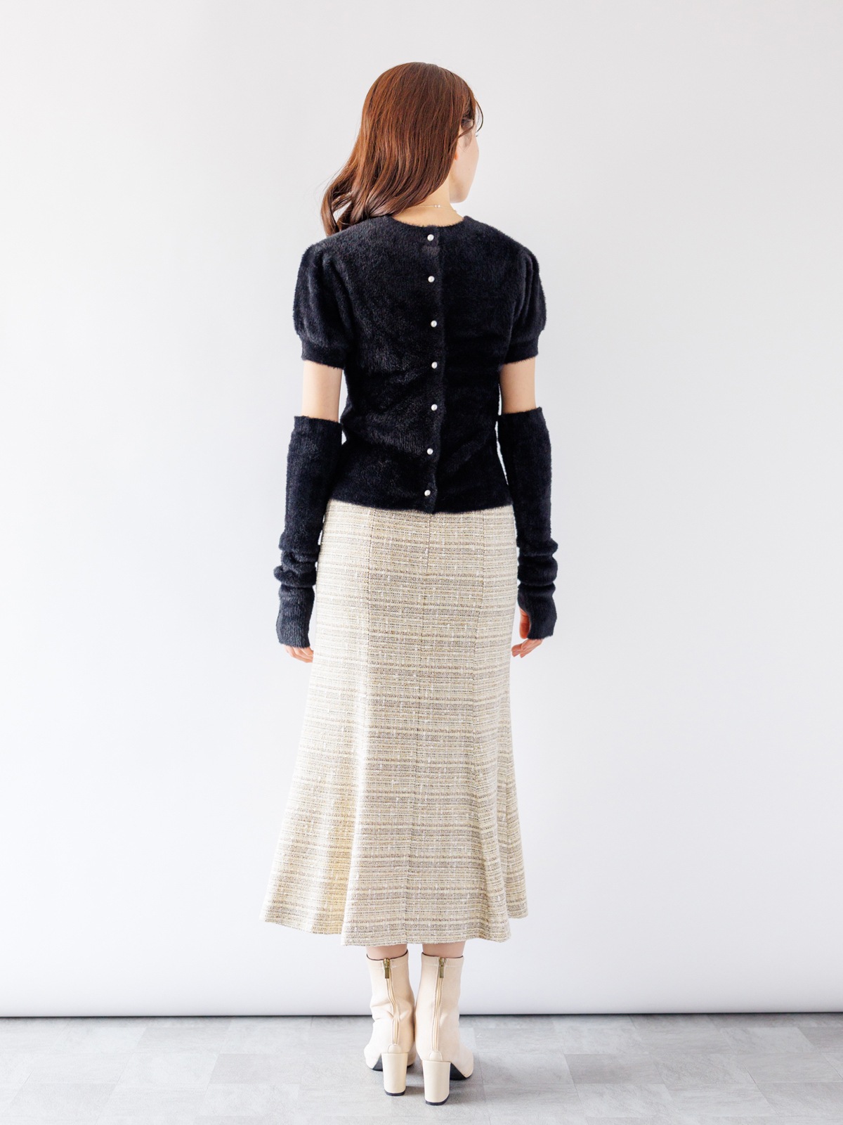 ミンクライクファーアームカバー付ニット＜アウトレット均一価格＞