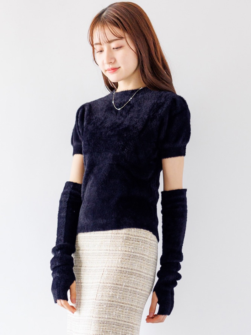 ミンクライクファーアームカバー付ニット＜アウトレット均一価格＞