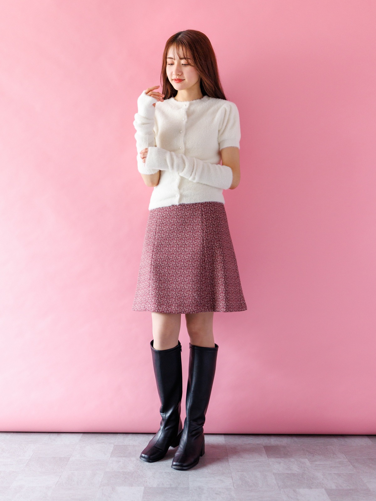 ミンクライクファーアームカバー付ニット＜アウトレット均一価格＞