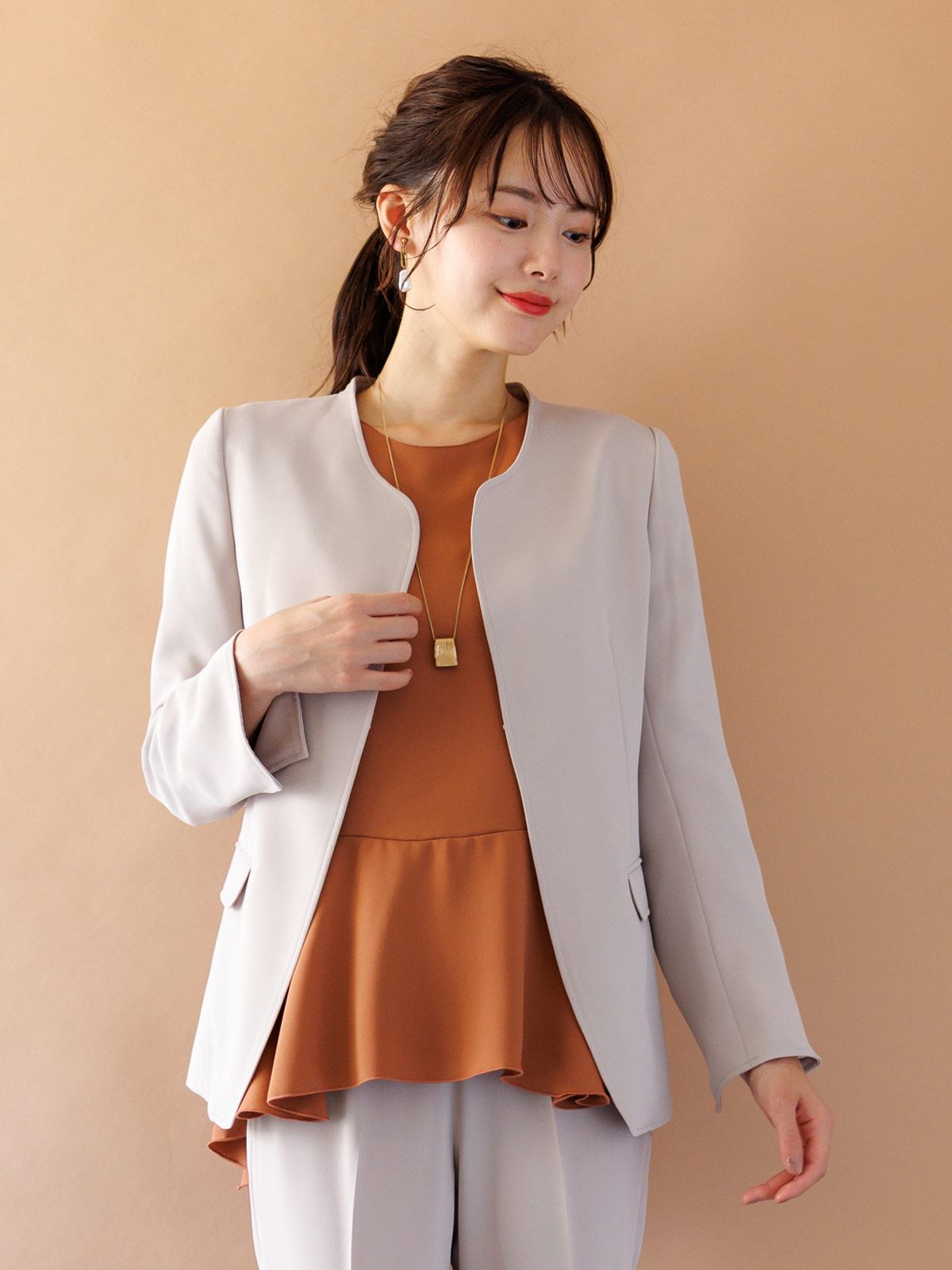 ダブルクロスキーネックジャケット